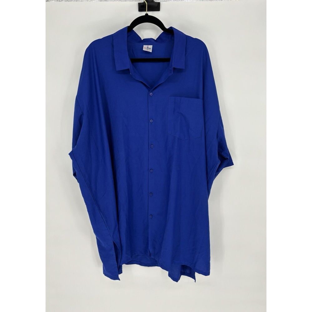 LALEELA Button Up Shirt Blue Short Sleeve Button Up Casual Size 4XL - Picture 1 of 7